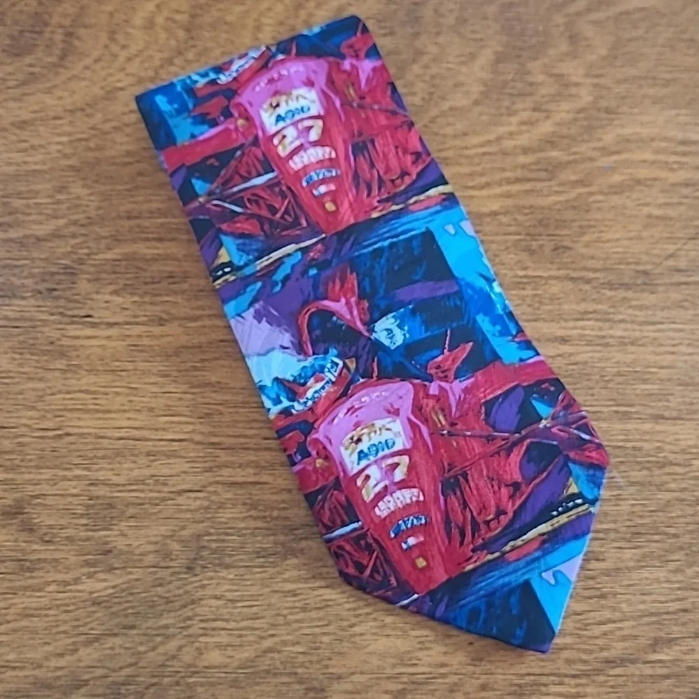 RM STYLE RALPH MARLIN 1994 Tatsu Nakatsu Formula 1 Red Power Silk Tie - Picture 2 of 11